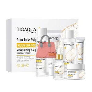 SET BIOAQUA DE CUIDADO FACIAL CON ESENCIA BLANQUEADORA DE ARROZ 6PACS